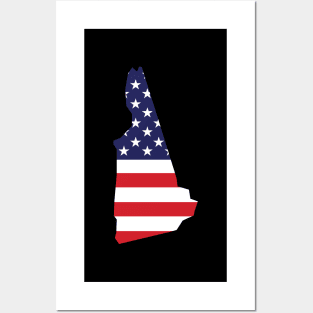 New Hampshire State Shape Flag Background Posters and Art